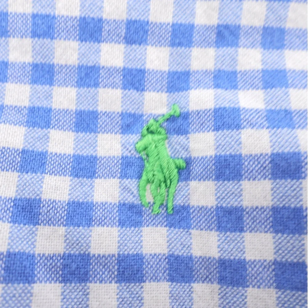 Polo‎ Ralph Lauren Gingham Check Button Down Shirt Blue Kids Boys L (14-16)